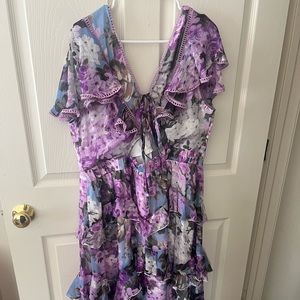 ASOS design Maternity dress - purple, blue and white ruffles, floor length